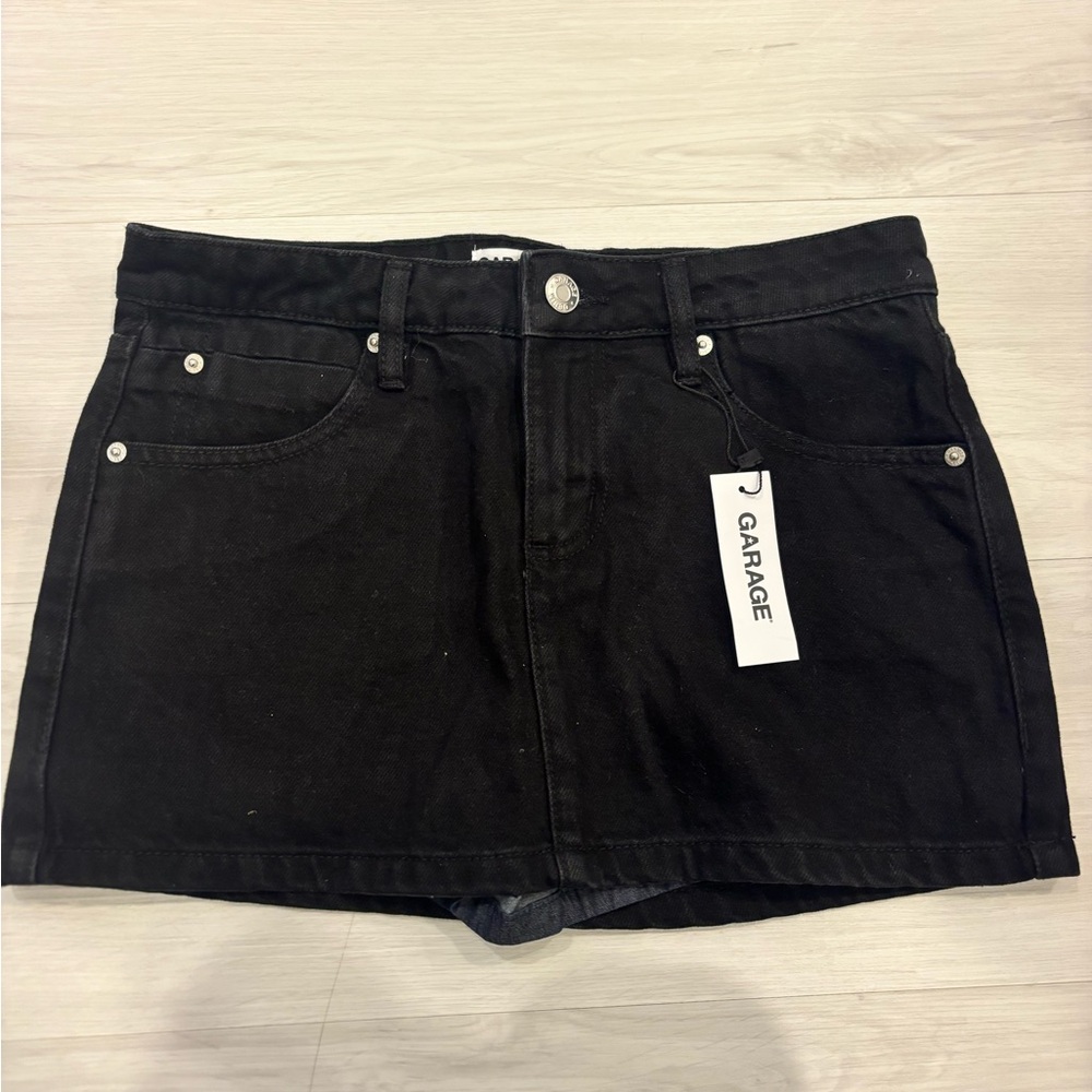 Black Denim Mini Skirt